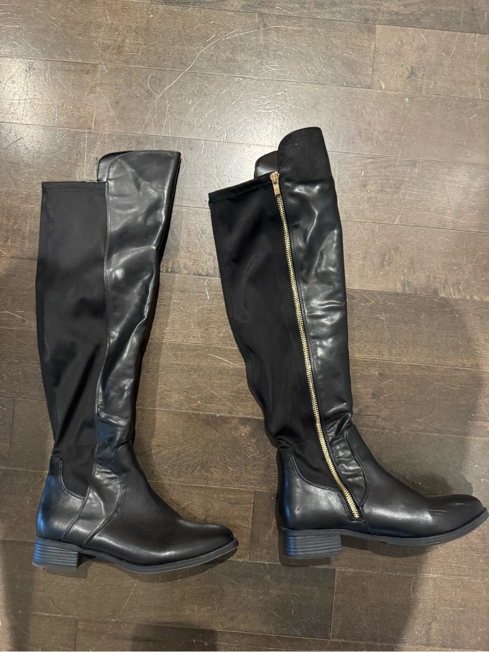 Black Stretch Back Knee High Riding Boots Size 6